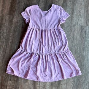 Girls' Lilac Short-Sleeve Tiered Dress